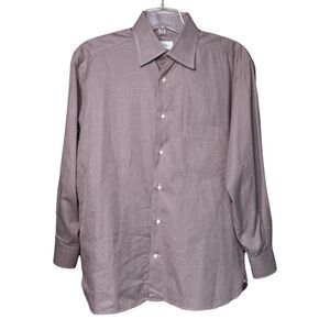 Ermenegildo Zegna Shirt Mens 16 41 Purple White Houndstooth‎ Workwear Business